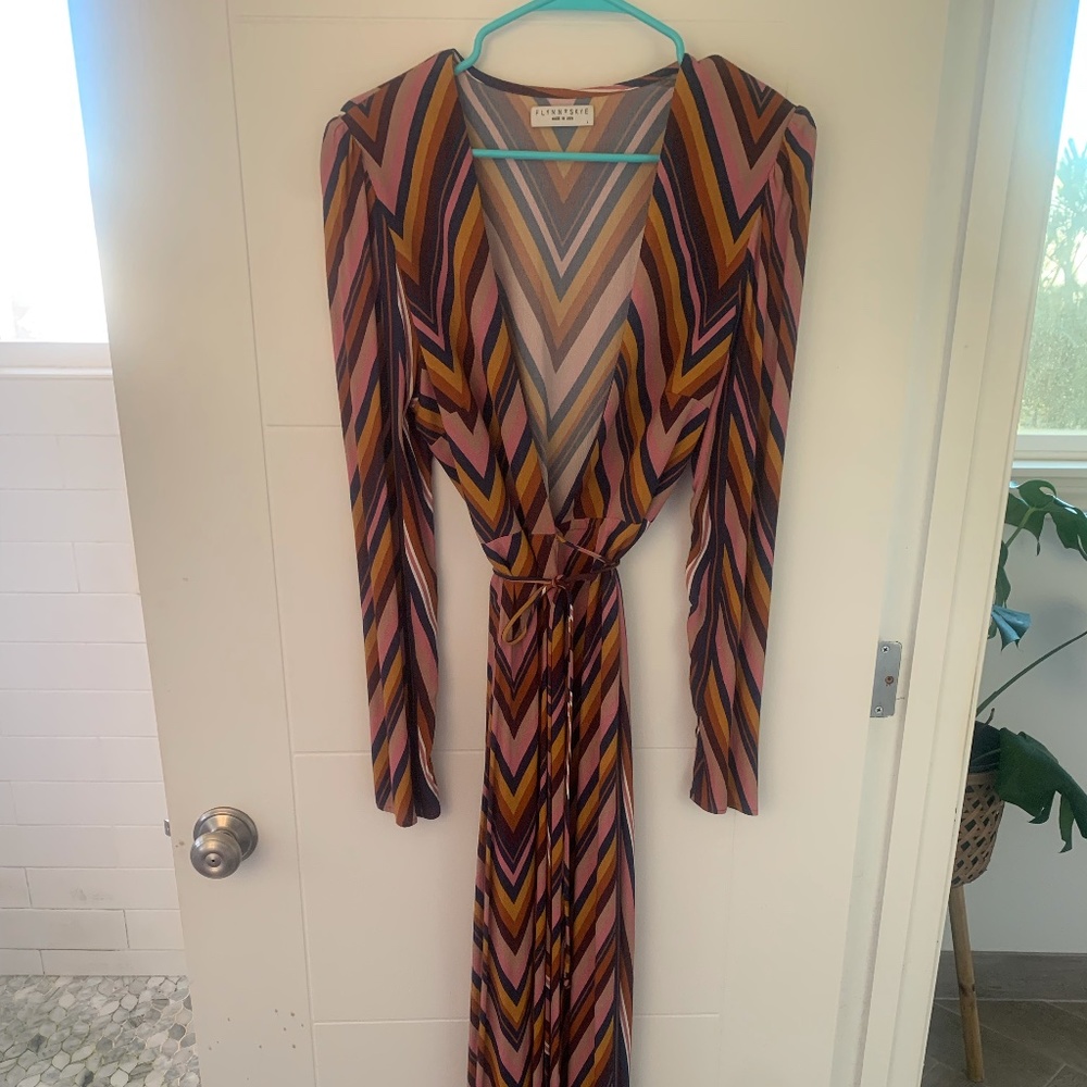 Flynn Skye Long Sleeve Wrap Maxi Dress - 70's Stripe
